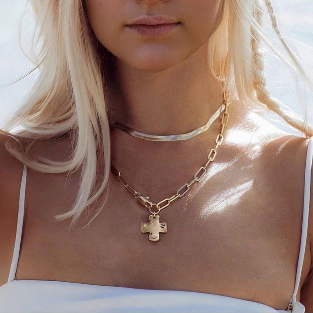 NEW 14k Gold Plated Gold Cross
Pendant Necklace